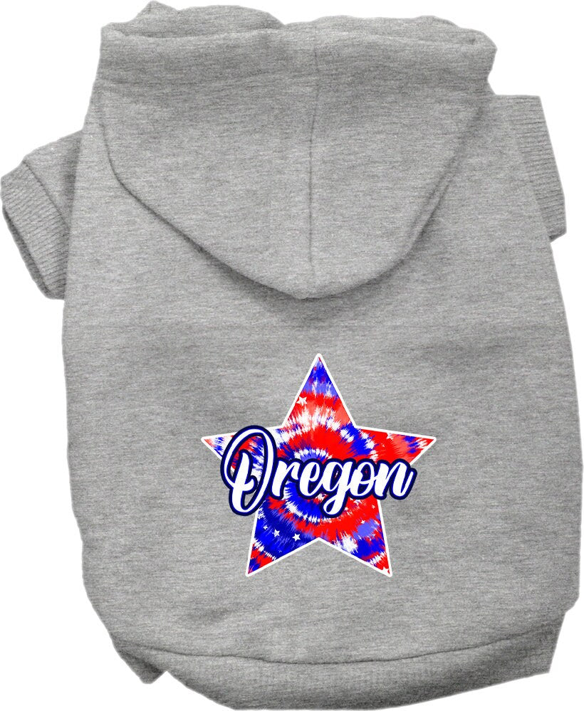 Pet Dog & Cat Screen Printed Hoodie for Medium to Large Pets (Sizes 2XL-6XL), "Oregon Patriotic Tie Dye"