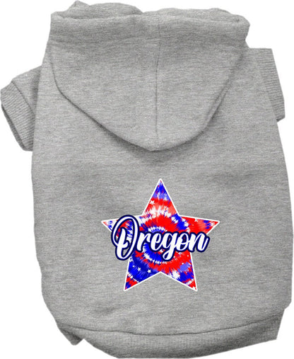 Sudadera con capucha serigrafiada para perros y gatos, para mascotas medianas y grandes (tallas 2XL-6XL), "Oregon Patriotic Tie Dye"