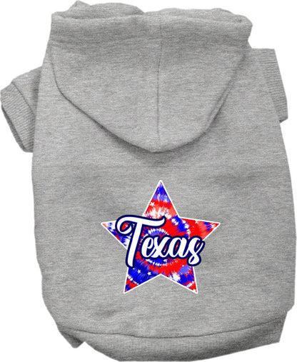 Pet Dog & Cat Screen Printed Hoodie for Small to Medium Pets (Sizes XS-XL), "Texas Patriotic Tie Dye"