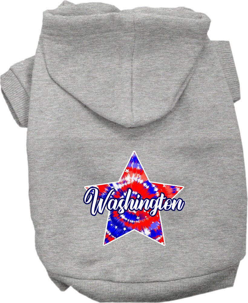 Sudadera con capucha serigrafiada para perros y gatos, para mascotas pequeñas y medianas (tallas XS a XL), "Washington Patriotic Tie Dye"