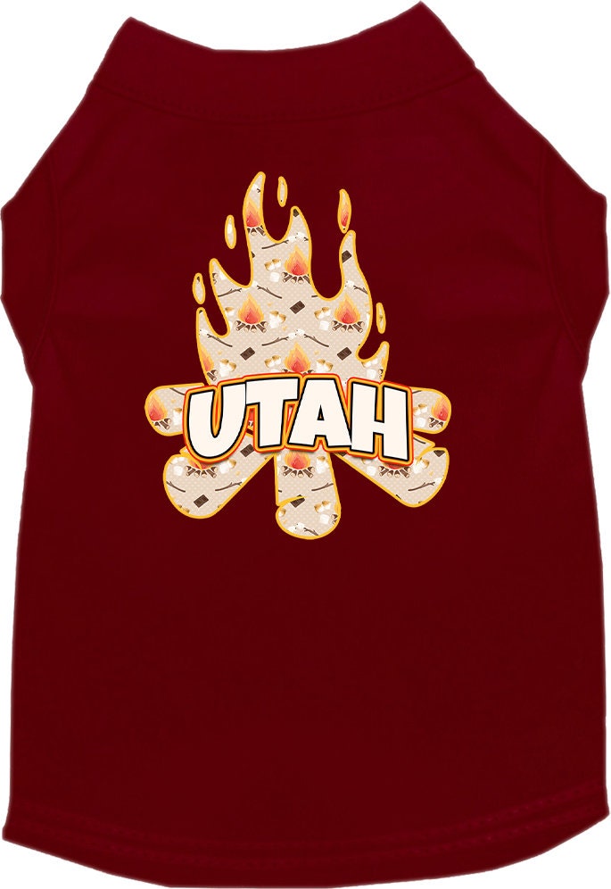 Camiseta serigrafiada para perros y gatos, para mascotas pequeñas y medianas (tallas XS a XL), "Utah Around The Campfire"