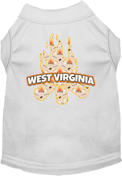 Camiseta serigrafiada para perros y gatos, para mascotas pequeñas y medianas (tallas XS a XL), "West Virginia Around The Campfire"