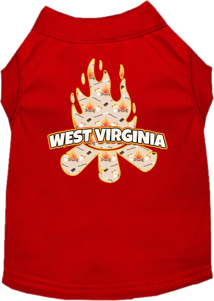 Camiseta serigrafiada para perros y gatos, para mascotas pequeñas y medianas (tallas XS a XL), "West Virginia Around The Campfire"