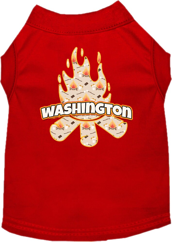 Camiseta serigrafiada para perros y gatos, para mascotas pequeñas y medianas (tallas XS a XL), "Washington Around The Campfire"