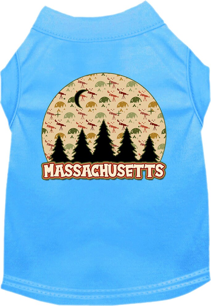 Pet Dog & Cat Screen Printed Shirt for Medium to Large Pets (Sizes 2XL-6XL), "Massachusetts Under The Stars"