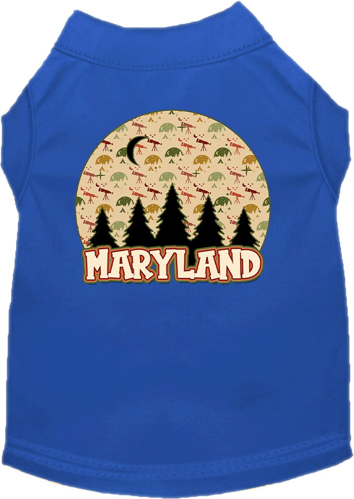 Camiseta serigrafiada para perros y gatos, para mascotas pequeñas y medianas (tallas XS a XL), "Maryland Under The Stars"