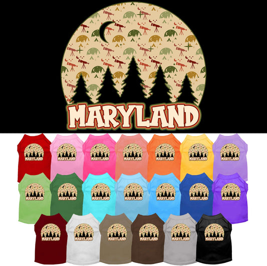 Camiseta serigrafiada para perros y gatos, para mascotas pequeñas y medianas (tallas XS a XL), "Maryland Under The Stars"