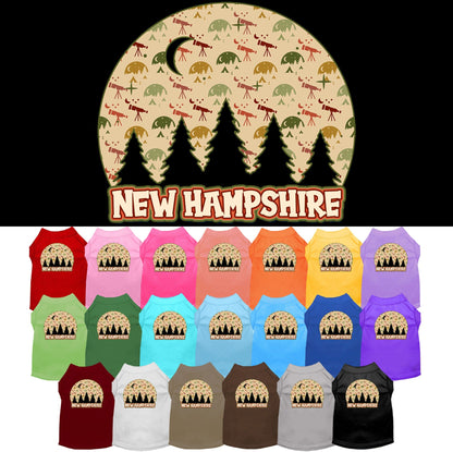 Camiseta serigrafiada para perros y gatos, para mascotas pequeñas y medianas (tallas XS a XL), "New Hampshire Under The Stars"