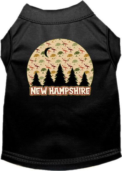 Camiseta serigrafiada para perros y gatos, para mascotas pequeñas y medianas (tallas XS a XL), "New Hampshire Under The Stars"