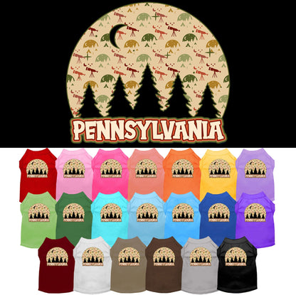 Camiseta serigrafiada para perros y gatos, para mascotas pequeñas y medianas (tallas XS a XL), "Pennsylvania Under The Stars"