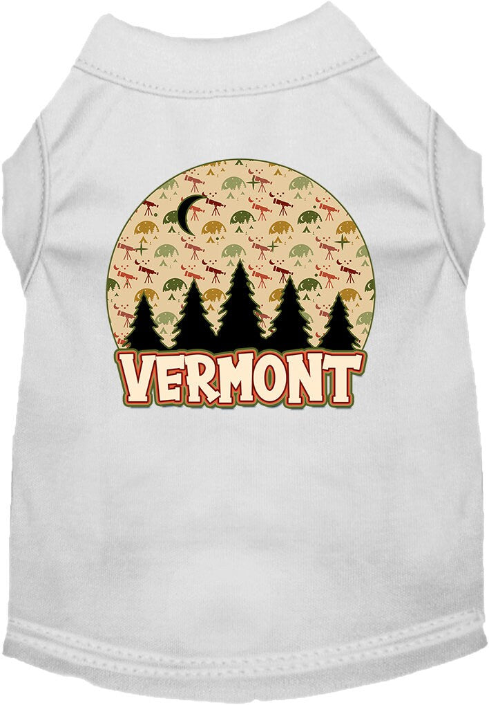 Camiseta serigrafiada para perros y gatos, para mascotas pequeñas y medianas (tallas XS a XL), "Vermont Under The Stars"