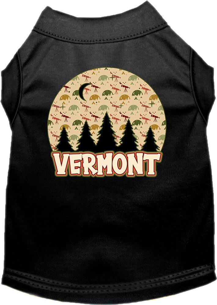 Camiseta serigrafiada para perros y gatos, para mascotas pequeñas y medianas (tallas XS a XL), "Vermont Under The Stars"