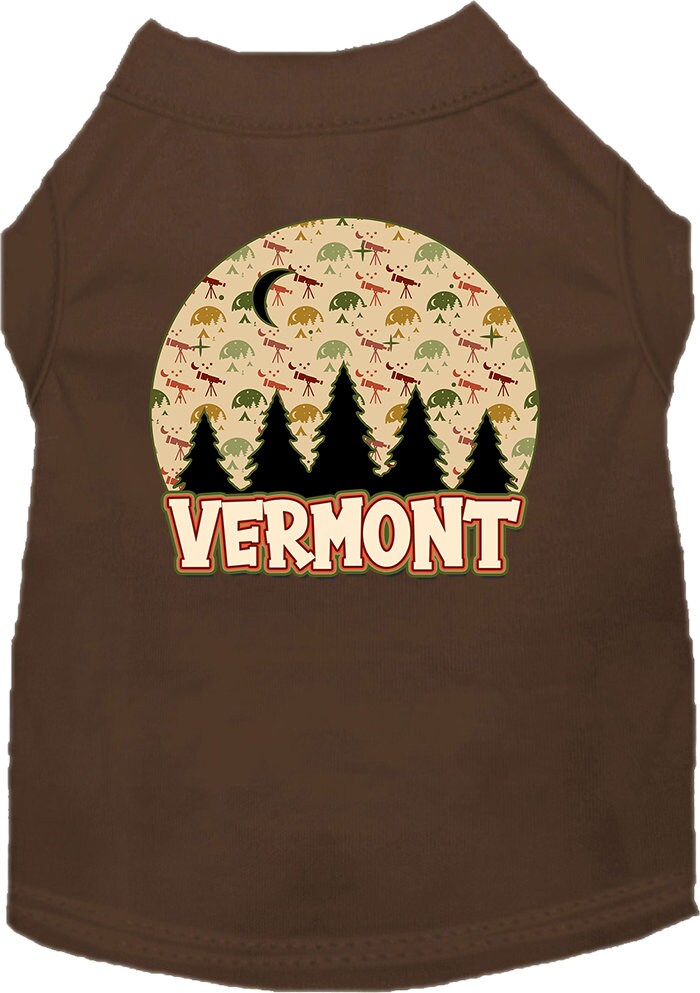 Camiseta serigrafiada para perros y gatos, para mascotas pequeñas y medianas (tallas XS a XL), "Vermont Under The Stars"