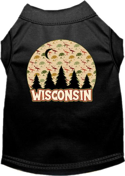 Camiseta serigrafiada para perros y gatos, para mascotas pequeñas y medianas (tallas XS a XL), "Wisconsin Under The Stars"