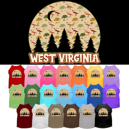 Camiseta serigrafiada para perros y gatos, para mascotas pequeñas y medianas (tallas XS a XL), "West Virginia Under The Stars"