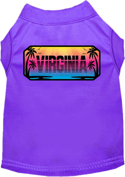 Camiseta serigrafiada para perros y gatos, para mascotas pequeñas y medianas (tallas XS a XL), "Virginia Beach Shades"