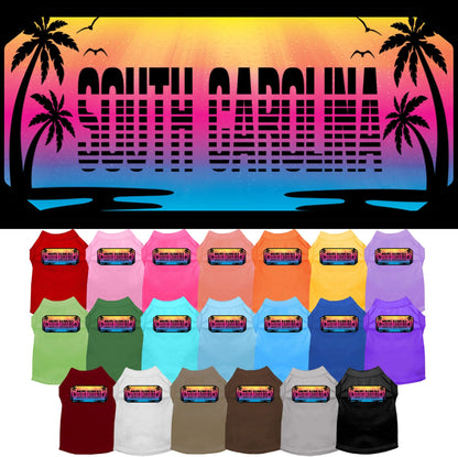 Camisa serigrafiada para perros y gatos, para mascotas pequeñas y medianas (tallas XS a XL), "South Carolina Beach Shades"