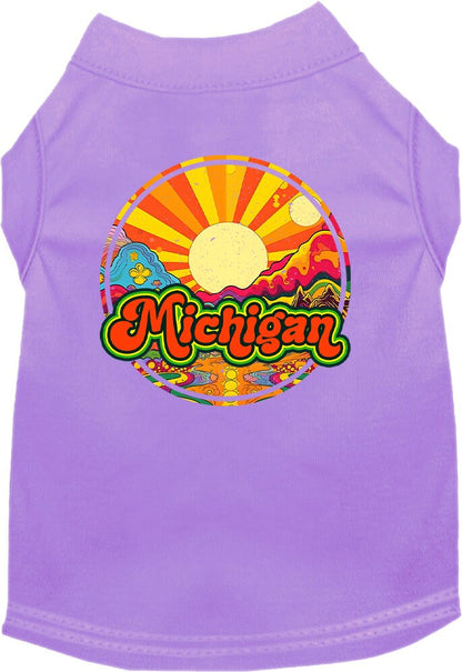 Camiseta serigrafiada para perros y gatos, para mascotas pequeñas y medianas (tallas XS a XL), "Michigan Mellow Mountain"