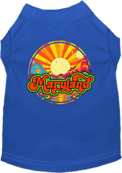 Camiseta serigrafiada para perros y gatos, para mascotas pequeñas y medianas (tallas XS a XL), "Maryland Mellow Mountain"