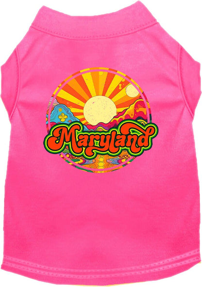 Camiseta serigrafiada para perros y gatos, para mascotas pequeñas y medianas (tallas XS a XL), "Maryland Mellow Mountain"