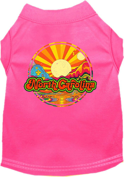 Camiseta serigrafiada para perros y gatos, para mascotas pequeñas y medianas (tallas XS a XL), "North Carolina Mellow Mountain"