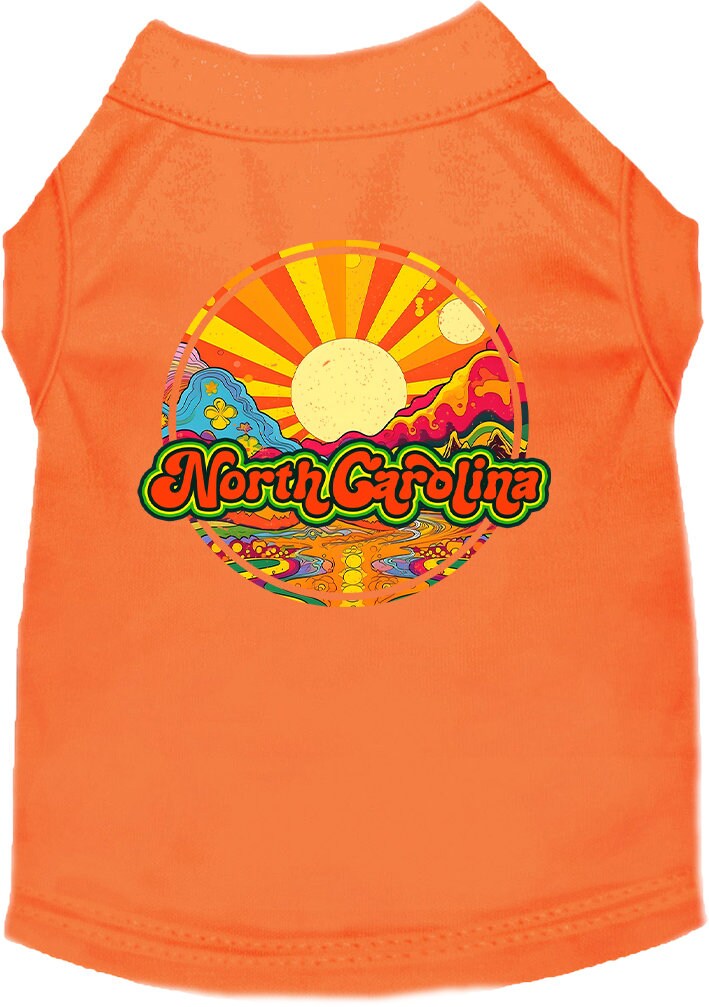 Camiseta serigrafiada para perros y gatos, para mascotas pequeñas y medianas (tallas XS a XL), "North Carolina Mellow Mountain"