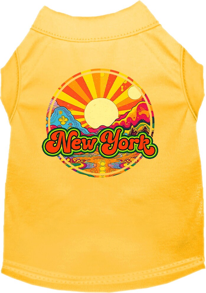 Camiseta serigrafiada para perros y gatos, para mascotas pequeñas y medianas (tallas XS a XL), "New York Mellow Mountain"