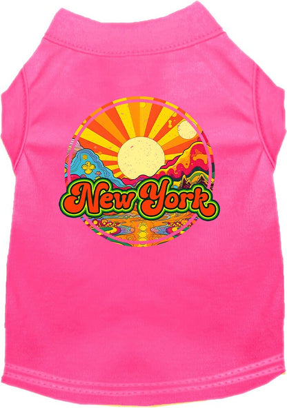 Camiseta serigrafiada para perros y gatos, para mascotas pequeñas y medianas (tallas XS a XL), "New York Mellow Mountain"