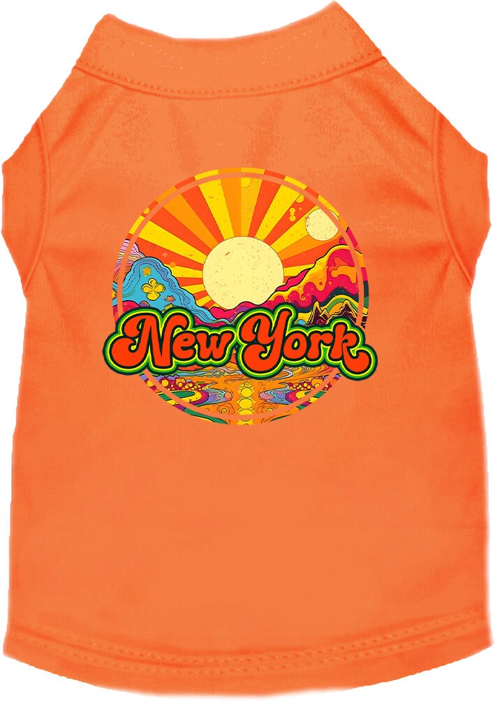 Camiseta serigrafiada para perros y gatos, para mascotas pequeñas y medianas (tallas XS a XL), "New York Mellow Mountain"