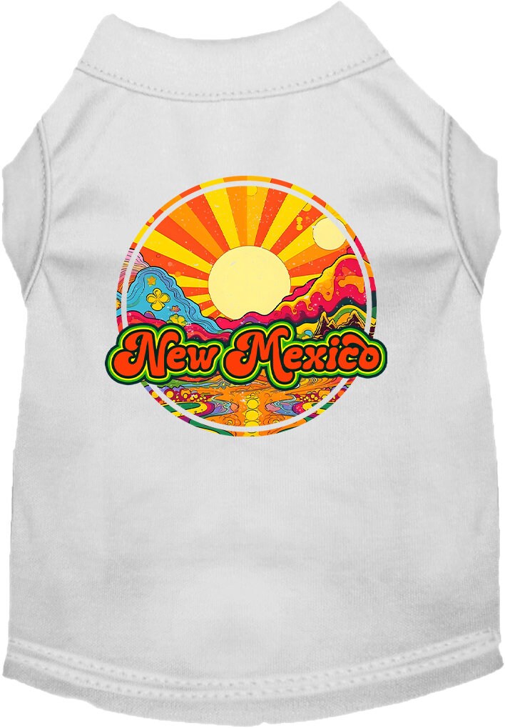 Camiseta serigrafiada para perros y gatos, para mascotas pequeñas y medianas (tallas XS a XL), "New Mexico Mellow Mountain"