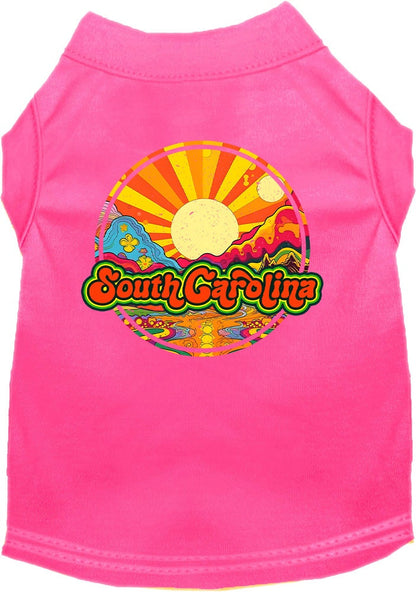 Camiseta serigrafiada para perros y gatos, para mascotas pequeñas y medianas (tallas XS a XL), "South Carolina Mellow Mountain"