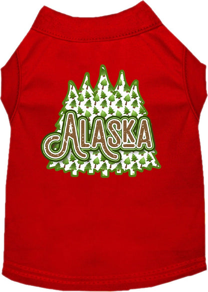 Pet Dog & Cat Screen Printed Shirt for Small to Medium Pets (Sizes XS-XL), "Alaska Woodland Trees"