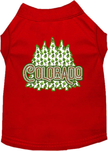 Pet Dog & Cat Screen Printed Shirt for Small to Medium Pets (Sizes XS-XL), "Colorado Woodland Trees"