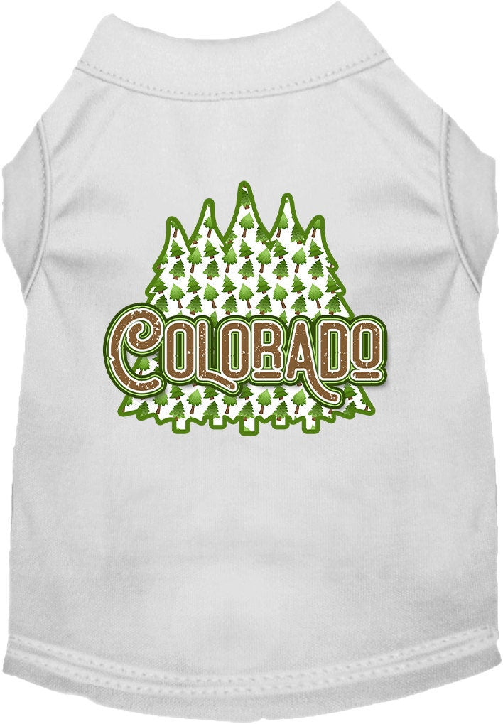 Pet Dog & Cat Screen Printed Shirt for Small to Medium Pets (Sizes XS-XL), "Colorado Woodland Trees"