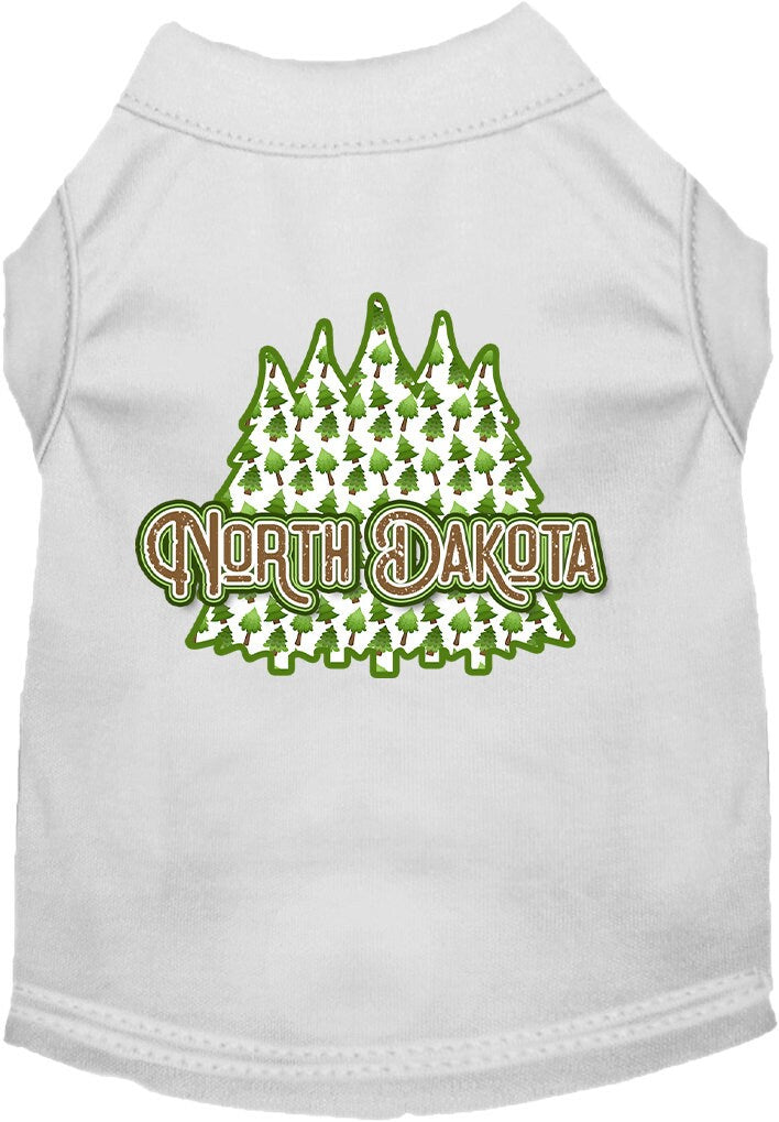 Camiseta serigrafiada para perros y gatos, para mascotas pequeñas y medianas (tallas XS a XL), "North Dakota Woodland Trees"