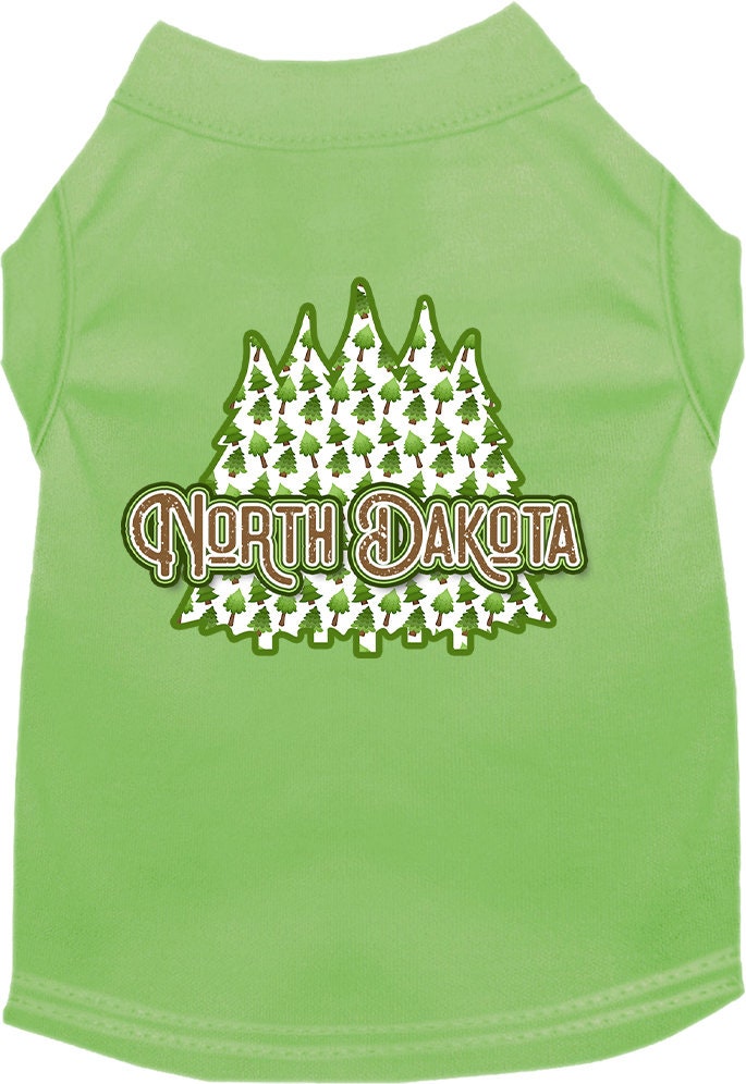 Camiseta serigrafiada para perros y gatos, para mascotas pequeñas y medianas (tallas XS a XL), "North Dakota Woodland Trees"