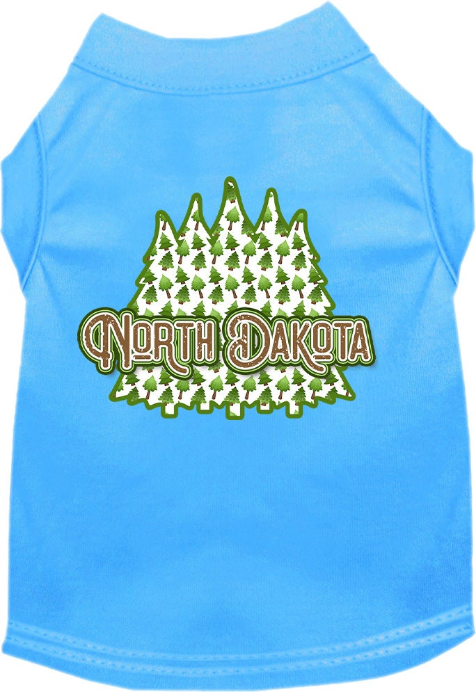 Camiseta serigrafiada para perros y gatos, para mascotas pequeñas y medianas (tallas XS a XL), "North Dakota Woodland Trees"