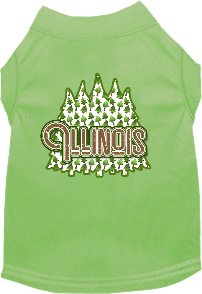 Camiseta serigrafiada para perros y gatos, para mascotas pequeñas y medianas (tallas XS a XL), "Illinois Woodland Trees"