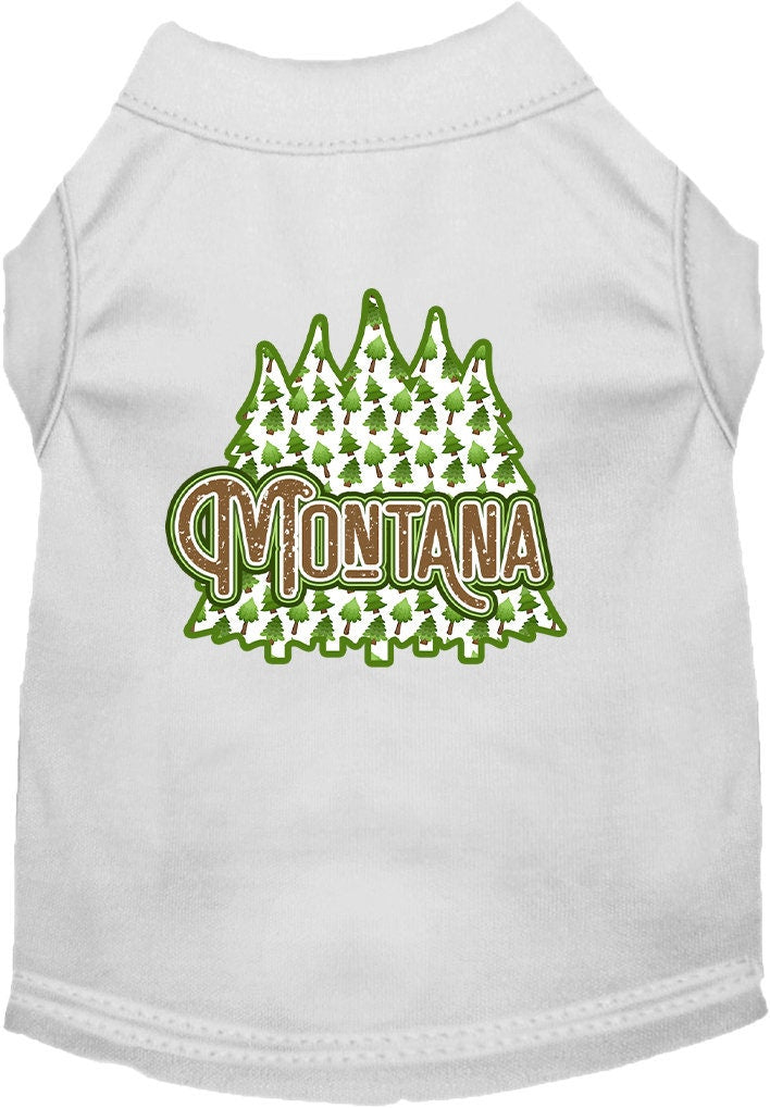 Camiseta serigrafiada para perros y gatos, para mascotas pequeñas y medianas (tallas XS a XL), "Montana Woodland Trees"