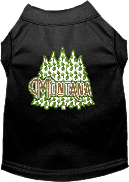 Camiseta serigrafiada para perros y gatos, para mascotas pequeñas y medianas (tallas XS a XL), "Montana Woodland Trees"