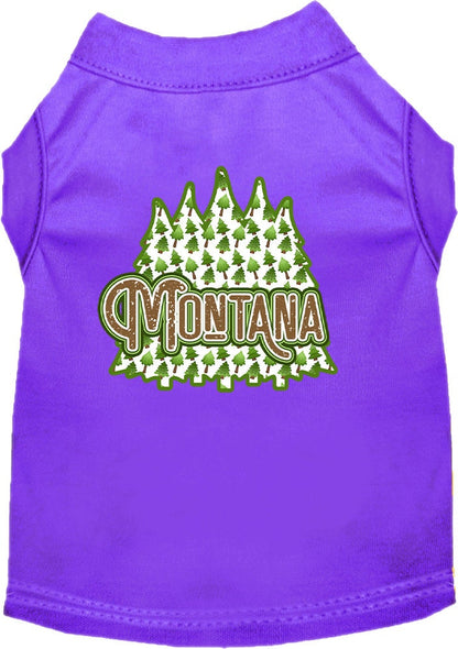 Camiseta serigrafiada para perros y gatos, para mascotas pequeñas y medianas (tallas XS a XL), "Montana Woodland Trees"