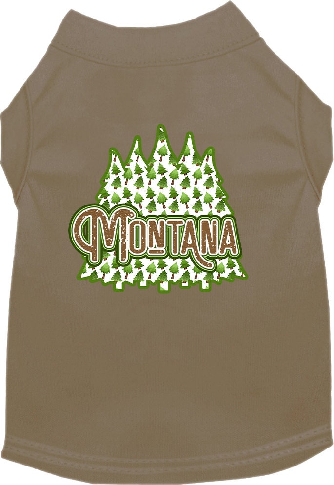 Camiseta serigrafiada para perros y gatos, para mascotas pequeñas y medianas (tallas XS a XL), "Montana Woodland Trees"