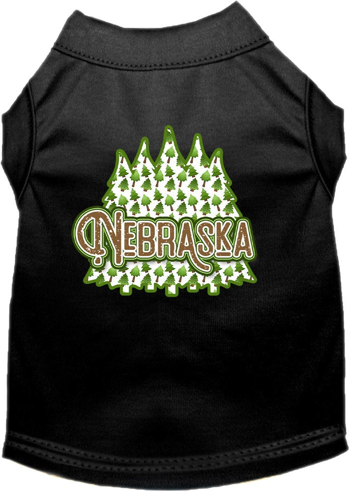 Camiseta serigrafiada para perros y gatos, para mascotas pequeñas y medianas (tallas XS a XL), "Nebraska Woodland Trees"