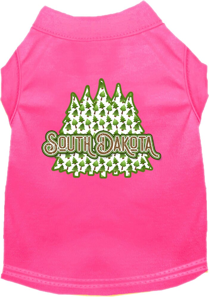 Camiseta serigrafiada para perros y gatos, para mascotas pequeñas y medianas (tallas XS a XL), "South Dakota Woodland Trees"