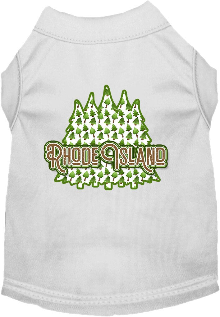 Camiseta serigrafiada para perros y gatos, para mascotas pequeñas y medianas (tallas XS a XL), "Rhode Island Woodland Trees"