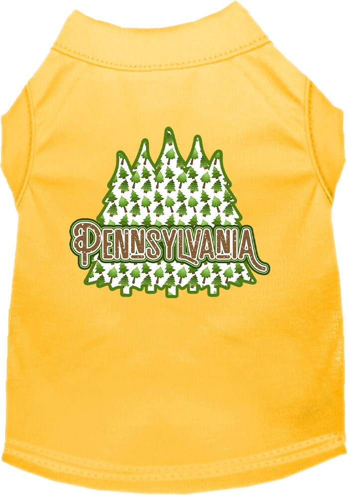 Camiseta serigrafiada para perros y gatos, para mascotas pequeñas y medianas (tallas XS a XL), "Pennsylvania Woodland Trees"