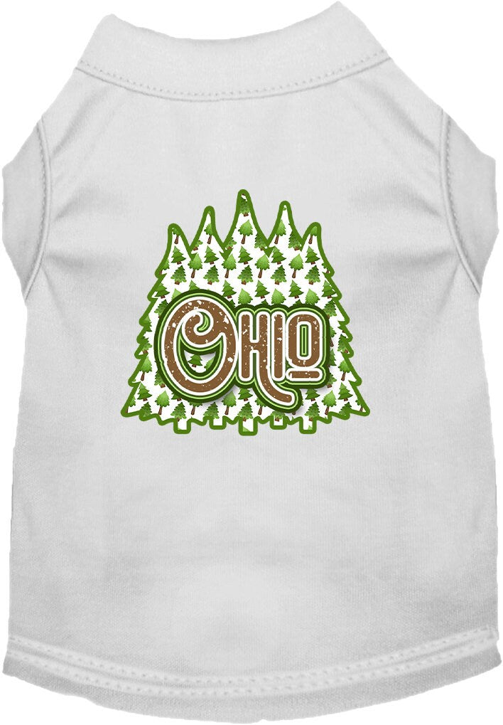 Camiseta serigrafiada para perros y gatos, para mascotas pequeñas y medianas (tallas XS a XL), "Ohio Woodland Trees"