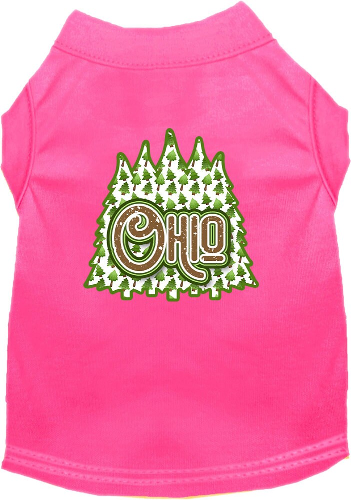 Camiseta serigrafiada para perros y gatos, para mascotas pequeñas y medianas (tallas XS a XL), "Ohio Woodland Trees"