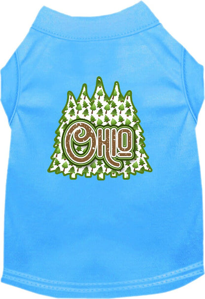 Camiseta serigrafiada para perros y gatos, para mascotas pequeñas y medianas (tallas XS a XL), "Ohio Woodland Trees"