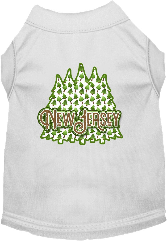 Camiseta serigrafiada para perros y gatos, para mascotas pequeñas y medianas (tallas XS a XL), "New Jersey Woodland Trees"